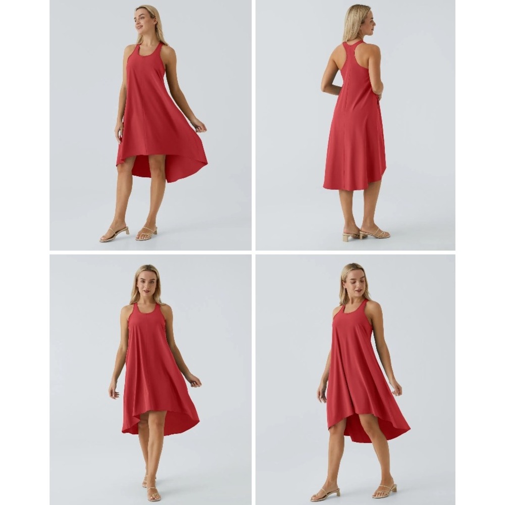 NWT Halara Breezeful Racerback Pocket High Low Flowy Midi Dress M Quick Dry Chic